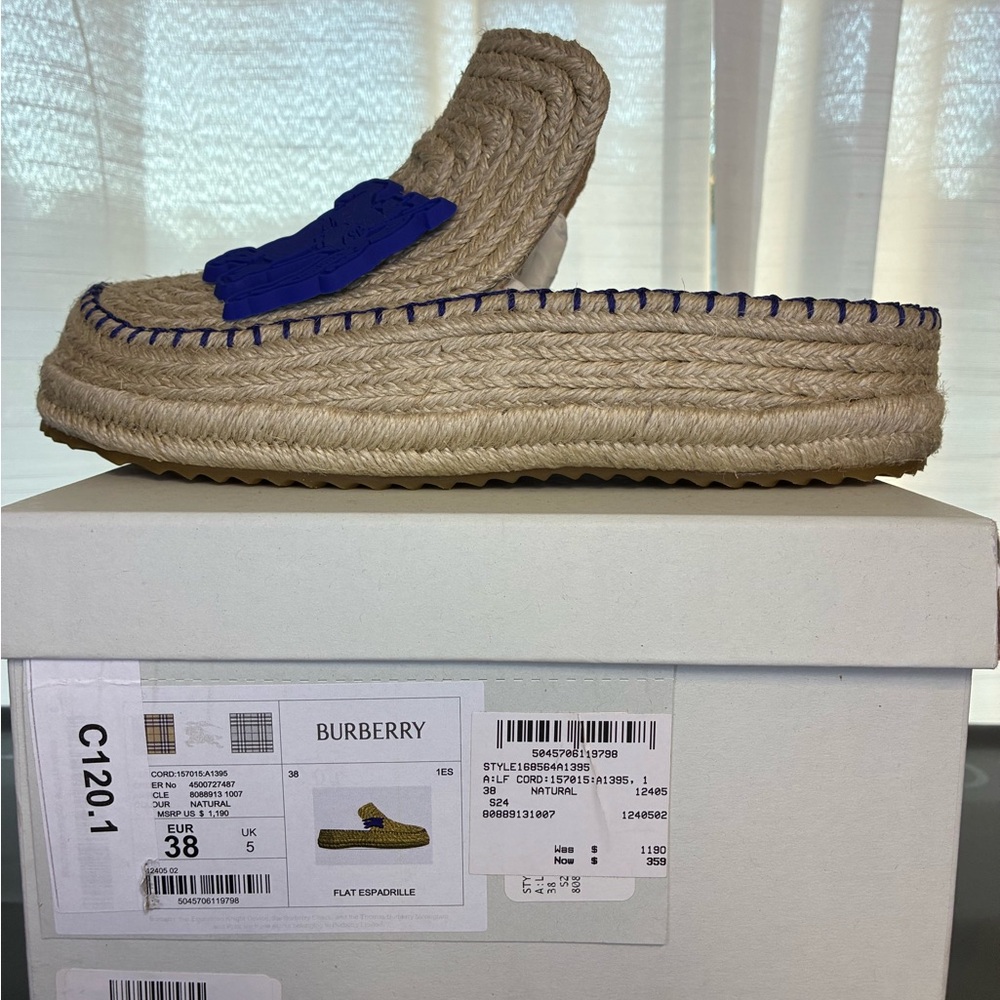 Burberry Natural Espadrille with Navy Accent
